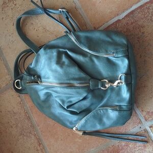 Mint leather backpack